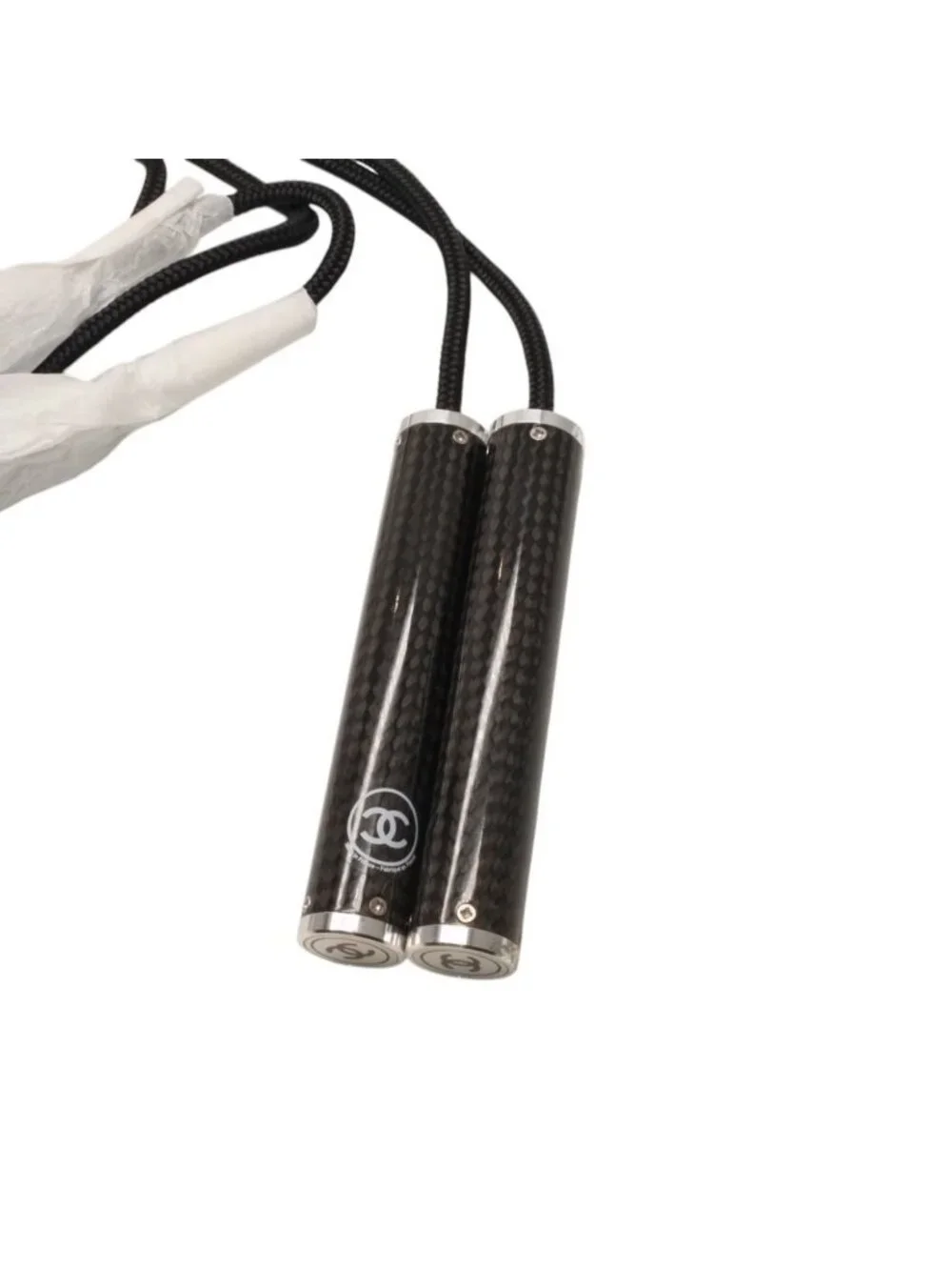 Chanel Jumping Rope Skipping Carbon CC Logo Black Vintage